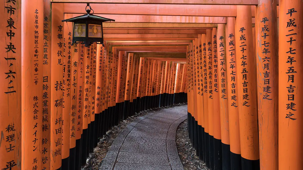 The vermilion torii path at Fushimi Inari in Kyoto