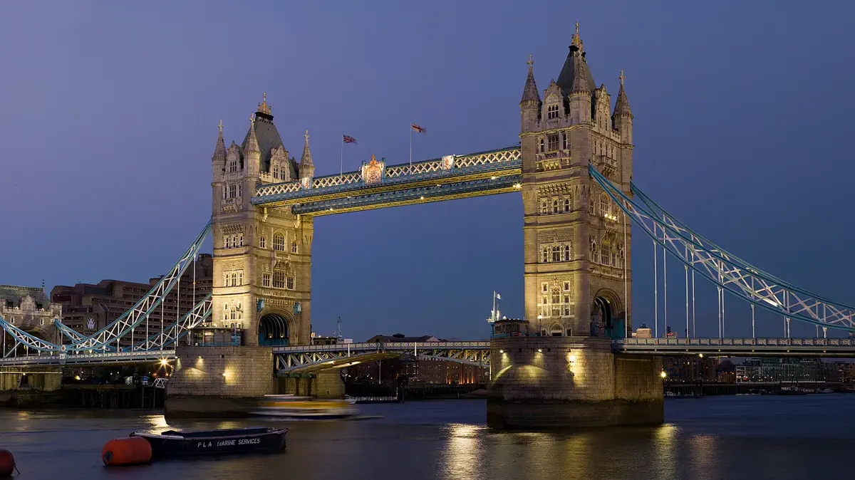 Tower Bridge in London at dusk